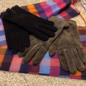 2 Pair Of Suede Leather Gloves Medium (Gloves Only)